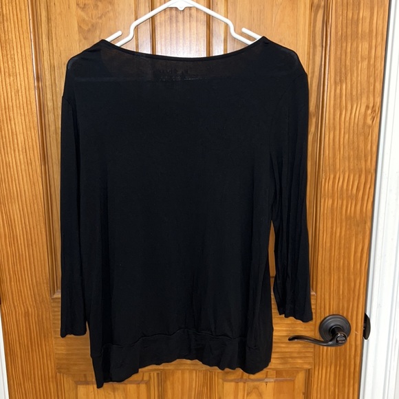 CHICO’S FAUX LEATHER FRONT TOP, SIZE 2 - Picture 2 of 5